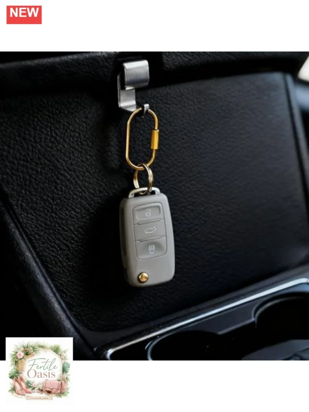 Brass Key Ring Set, Carabiner Clip with Screw Lock, Key Organizer with 4 Rings,